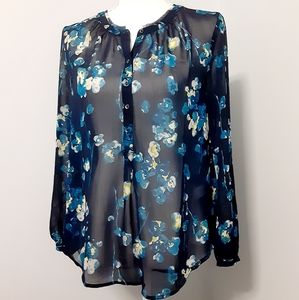 Lucky Brand Button-down Top Navy Extra Small